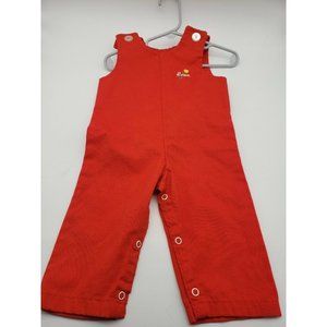 Vintage One Piece Baby Romper  Sleeves Red Thomas 12 mos USA made